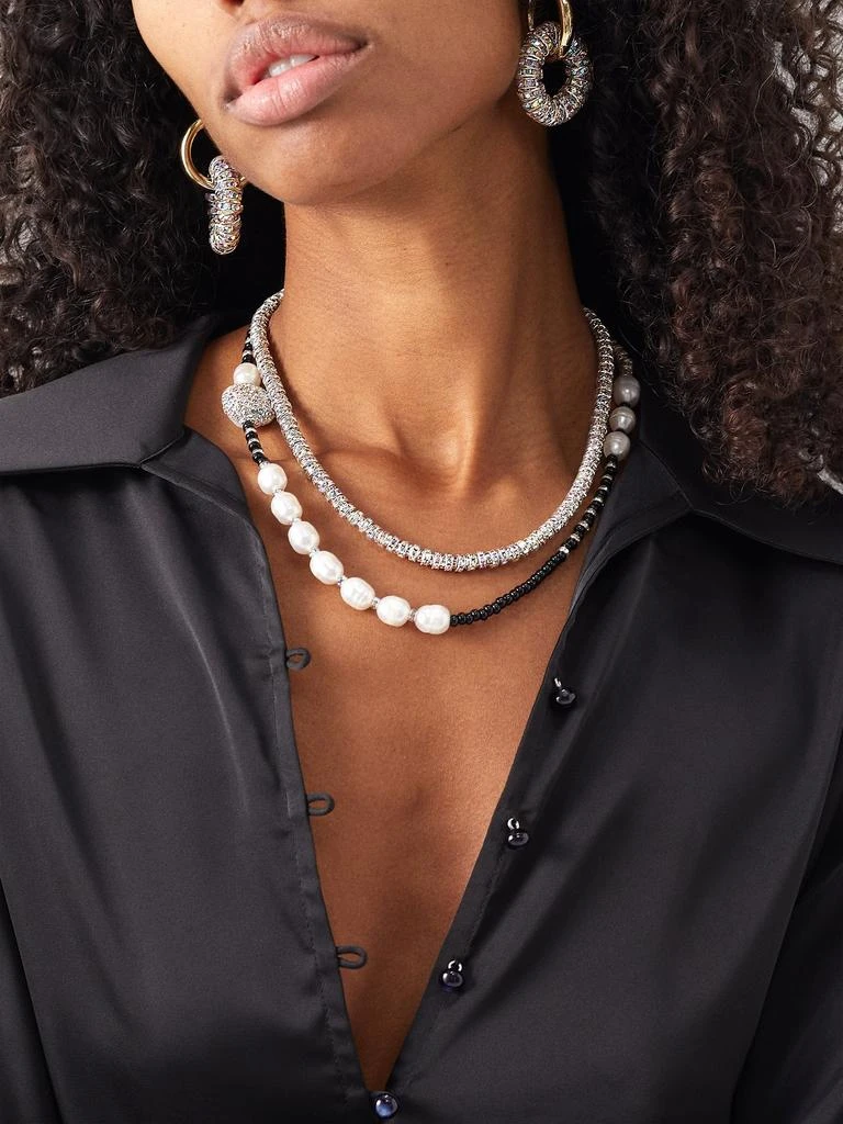 商品Pearl Octopuss.y|Skinny crystal & sterling silver-plated necklace,价格¥1420,第2张图片详细描述