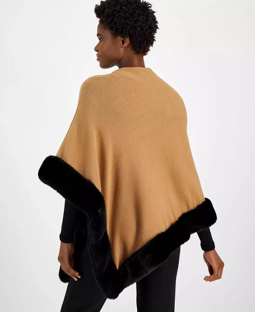 商品Anne Klein|Women's Faux Fur Trim Poncho Cape,价格¥559,第2张图片详细描述