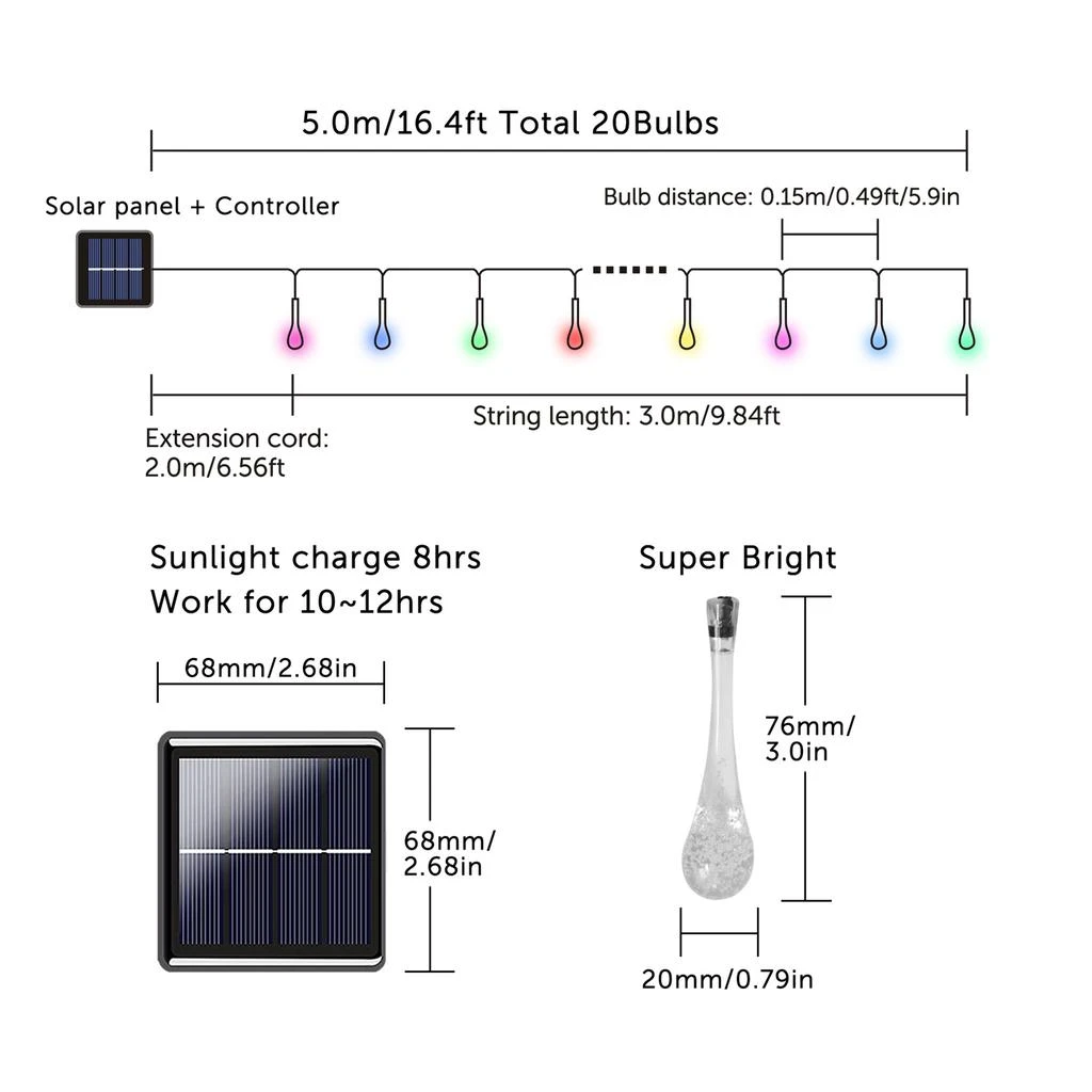 商品eco4Life|Sonicgrace Solar Water Drop String Light,价格¥200,第3张图片详细描述