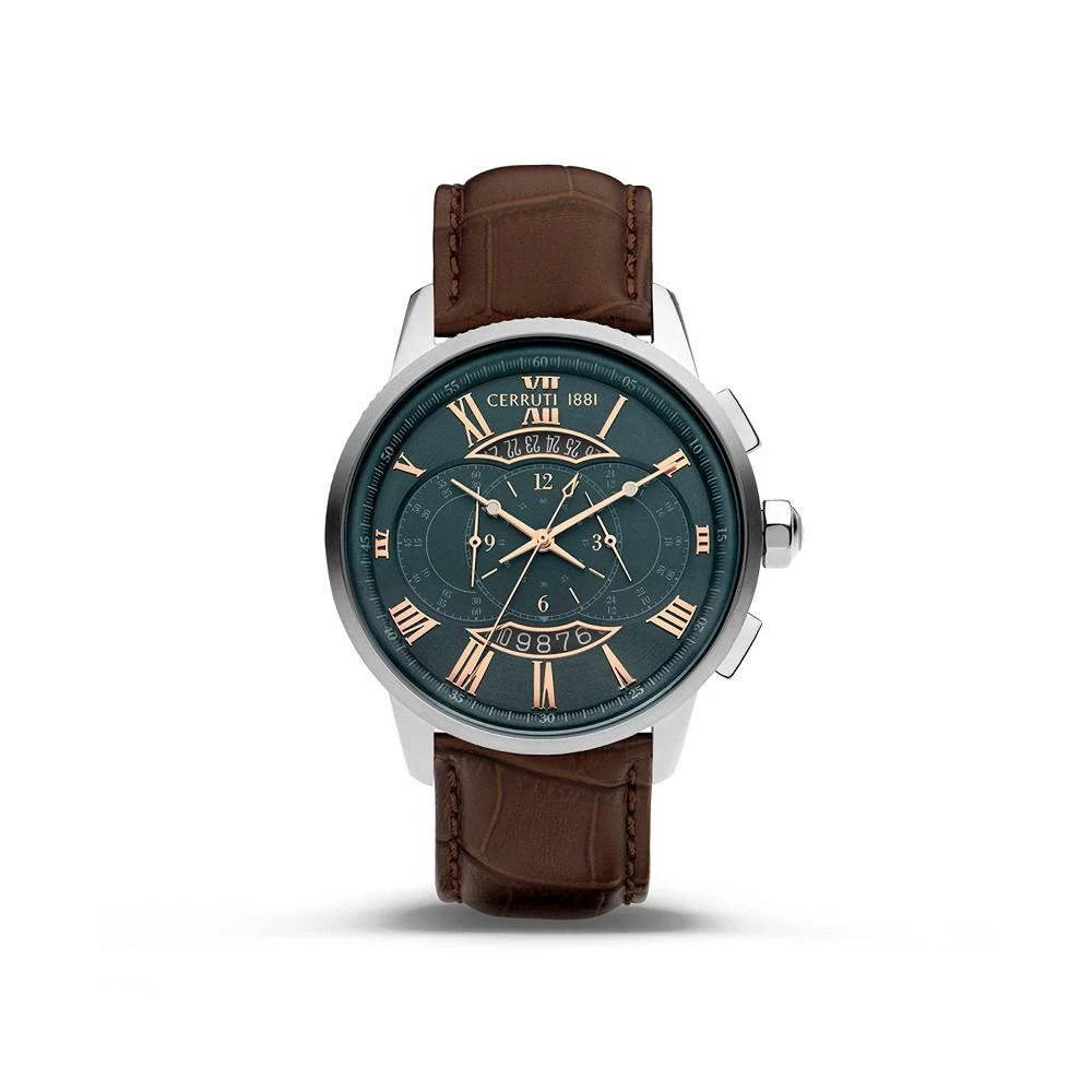 商品POLICE|Men's Mucciano Collection Camel Genuine Leather Strap Chronograph Watch, 44mm,价格¥2101,第1张图片