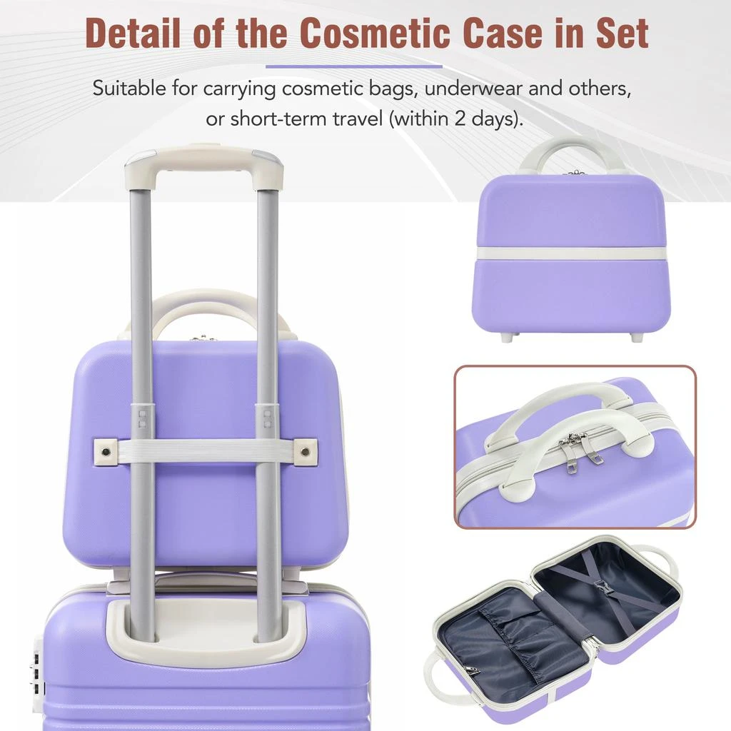 商品Streamdale Furniture|Streamdale Hardshell Luggage Sets 3 Pieces 20" +24" Luggages and Cosmetic Case Spinner Suitcase with TSA Lock Lightweight,价格¥1527,第5张图片详细描述