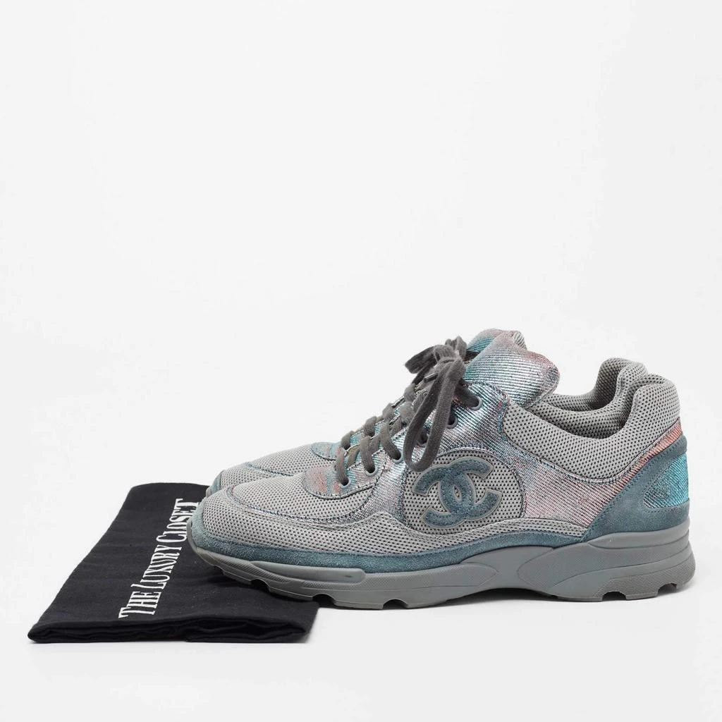 Chanel Grey/Two-Tone Mesh and Lurex Fabric CC Low Top Sneakers Size 40 商品