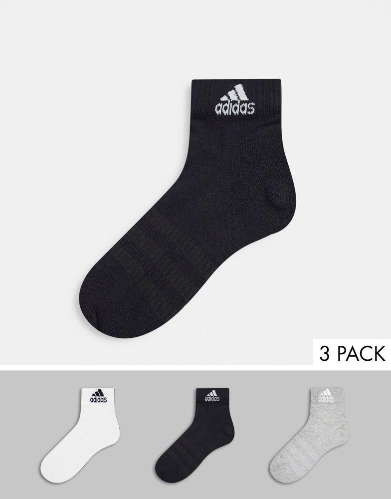 adidas Training 3 pack cushioned ankle socks in multi商品第1张图片规格展示