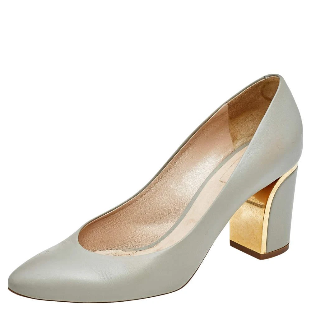 商品[二手商品] Chloé|Chloe Grey Leather Beckie Block Heel Pumps Size 37,价格¥1022,第1张图片