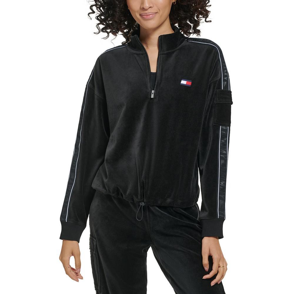 商品Tommy Hilfiger|Women's Velour Cropped Half-Zip Pullover,价格¥256,第4张图片详细描述