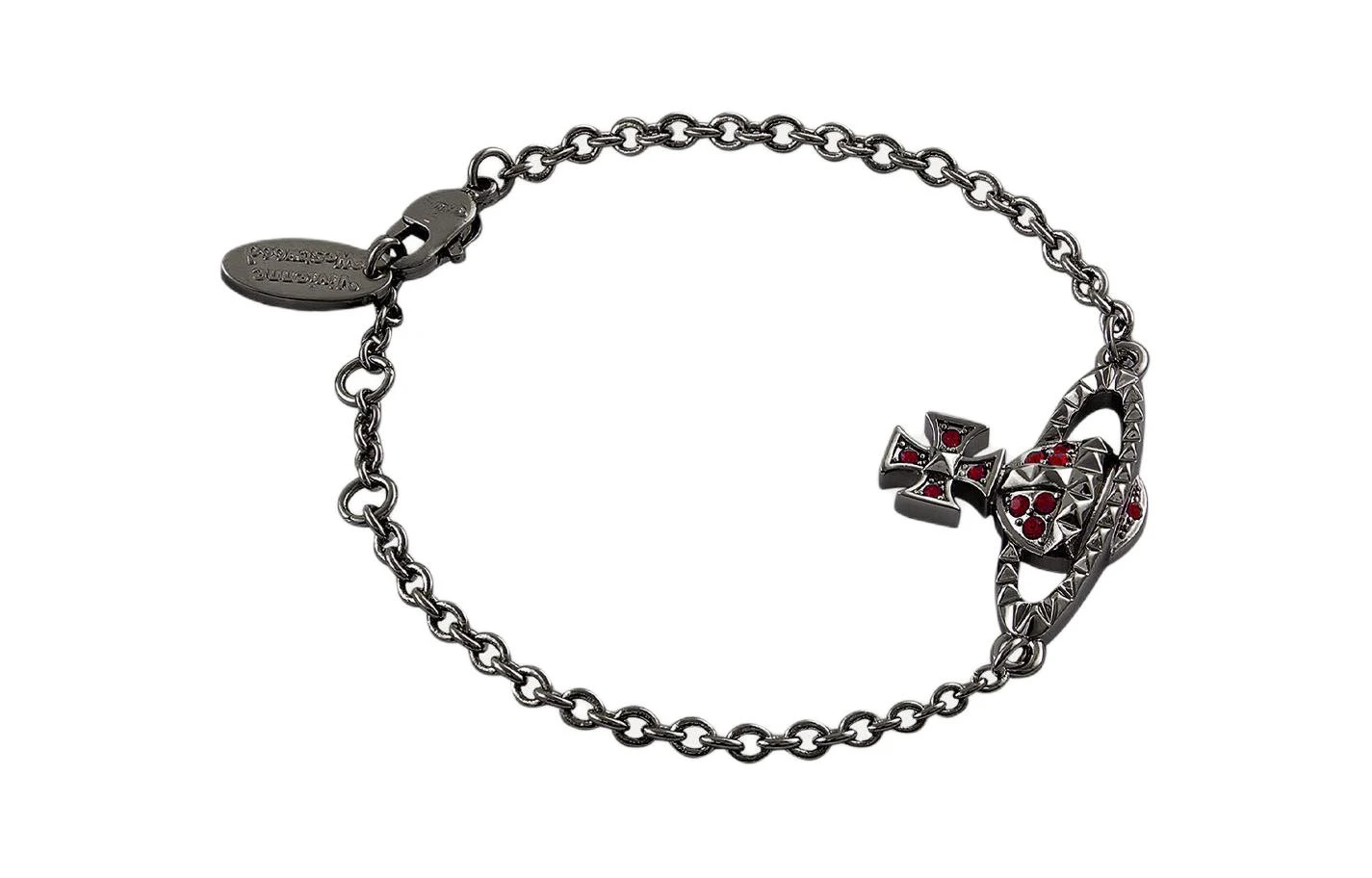 商品[国内直发] Vivienne Westwood|Mayfair bas relief 经典系列铆钉土星 手链 季节限定红钻/枪灰色链 男女同款情侣款,价格¥2893,第5张图片详细描述