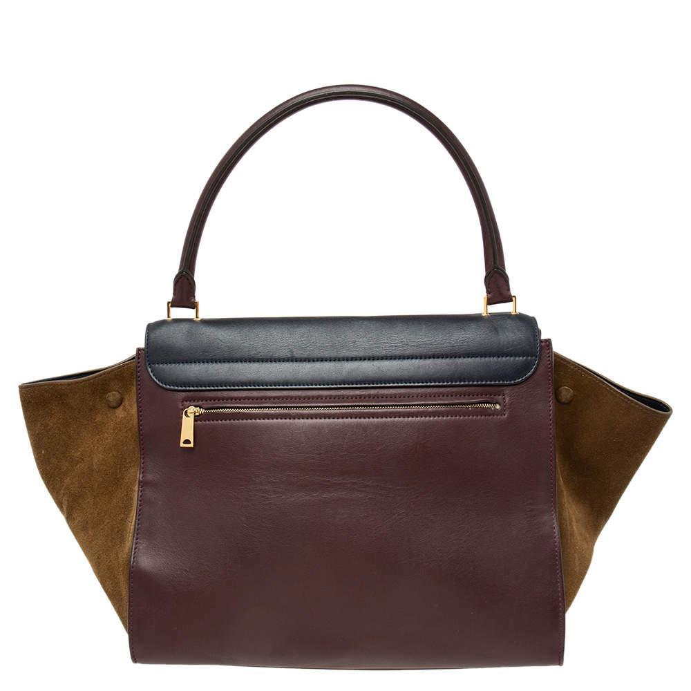 商品[二手商品] Celine|Celine Tri-Color Leather And Suede Large Trapeze Top Handle Bag,价格¥3503,第6张图片详细描述