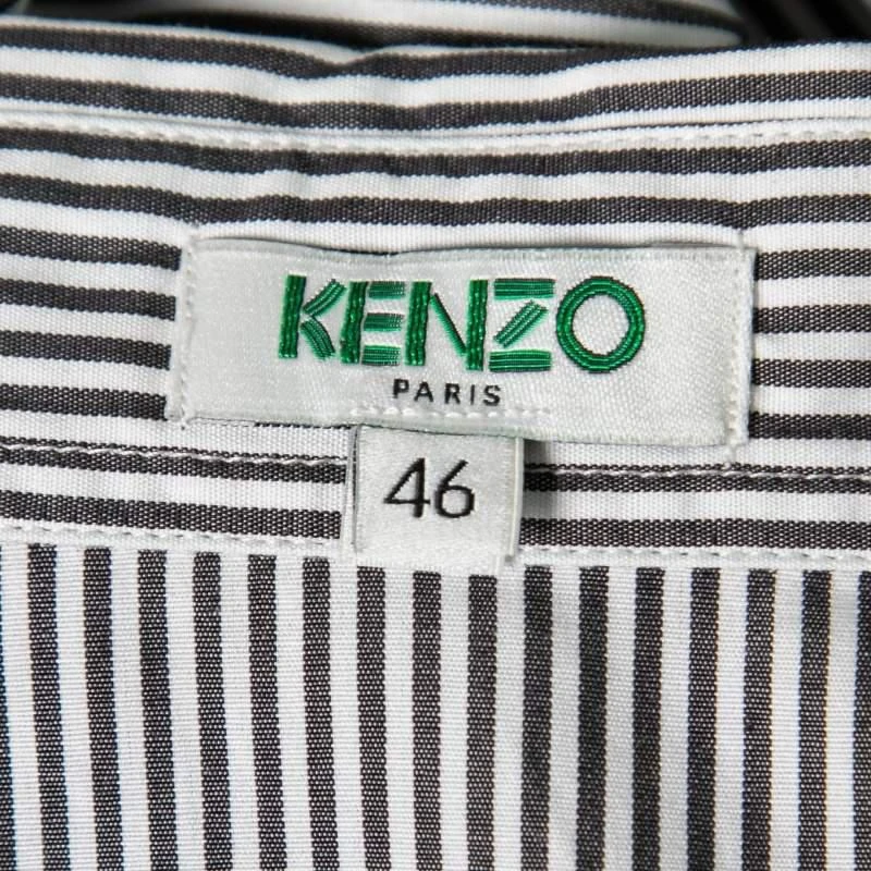 商品[二手商品] Kenzo|Kenzo Grey Striped Cotton Hem Tie Detail Button Front Shirt XL,价格¥829,第4张图片详细描述