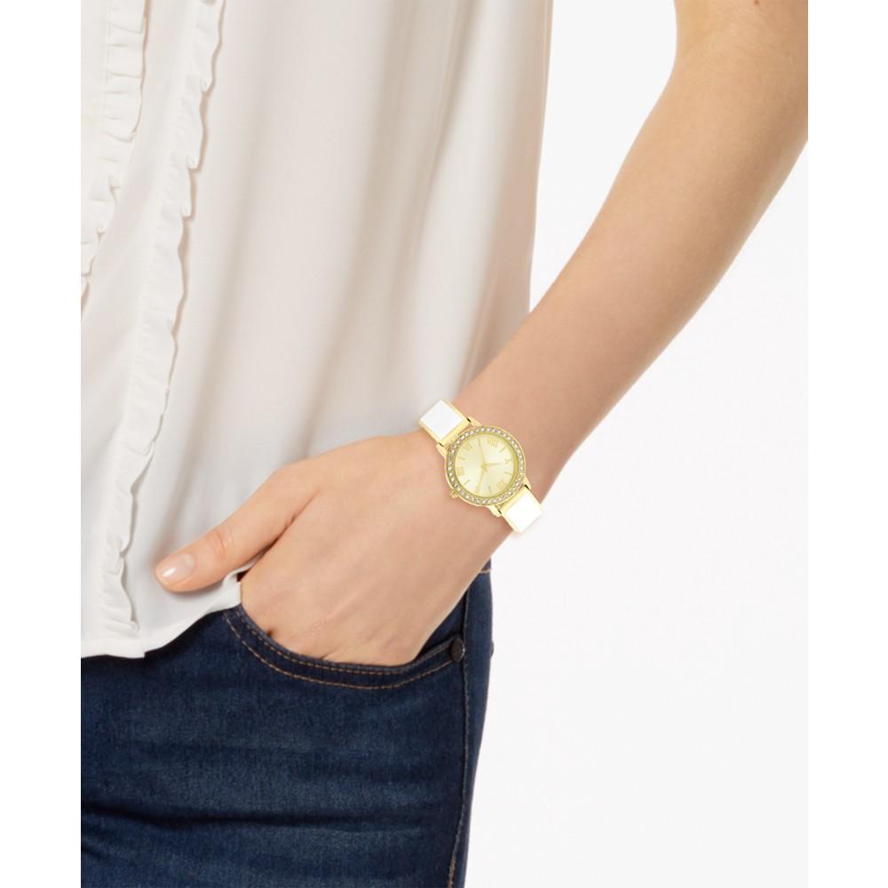 Women's Gold-Tone & White Enamel Bracelet Watch 32mm, Created for Macy's商品第2张图片规格展示
