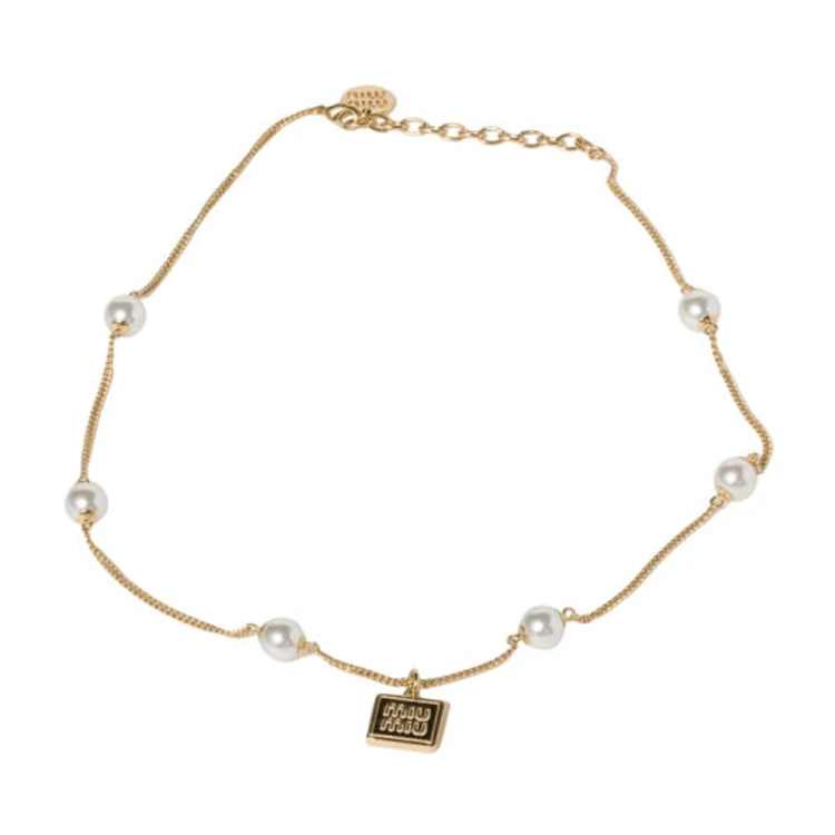商品[国内直发] Miu Miu|缪缪 Logo雕刻 金属 项链 女款 金色,价格¥4509,第1张图片