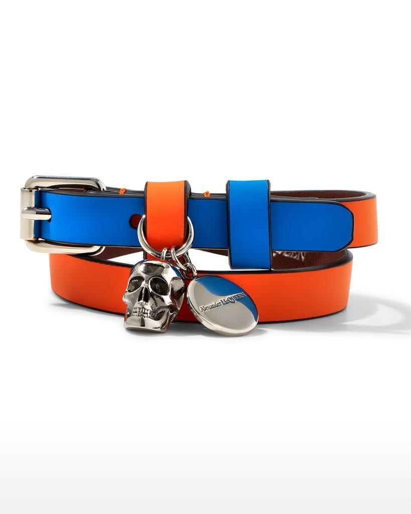 商品Alexander McQueen|Men's Bicolor Leather Skull Wrap Bracelet,价格¥2268,第1张图片