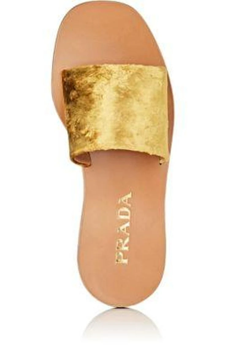 商品Prada|Crushed Velvet Slide Sandals,价格¥1778,第4张图片详细描述