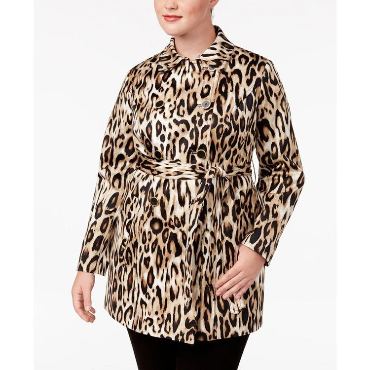 商品INC International|Plus Size Animal-Print Trench Coat, Created for Macy's,价格¥395,第1张图片