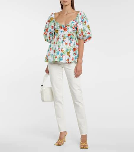 商品CAROLINE CONSTAS|Brie floral cotton-blend top,价格¥1102,第2张图片详细描述