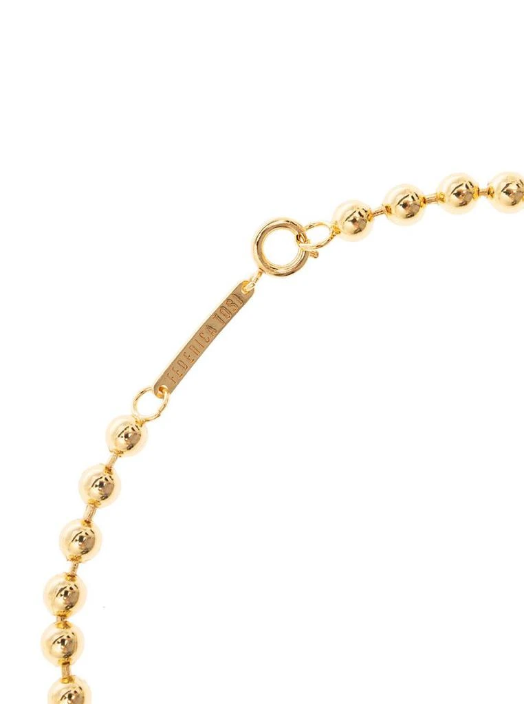 商品FEDERICA TOSI|'Mini Allison' Necklace with Golden Beads and Logo Plaque in 18K Plated Bronze Woman,价格¥1048,第2张图片详细描述
