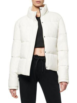 Faux Leather Puffer Jacket商品第3张图片规格展示