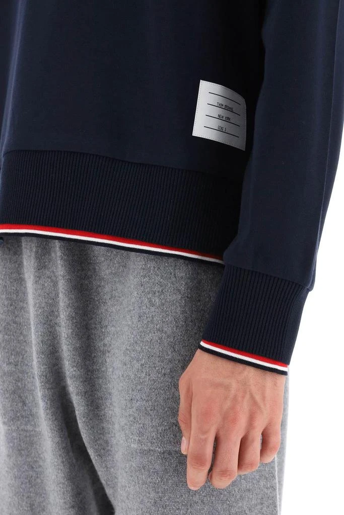 商品Thom Browne|Cotton sweater with RWB stripe trims,价格¥2723,第5张图片详细描述