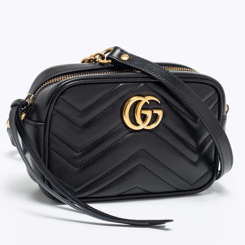 商品[二手商品] Gucci|Gucci Black Matelassé Leather Mini GG Marmont Camera Bag,价格¥7596,第3张图片详细描述