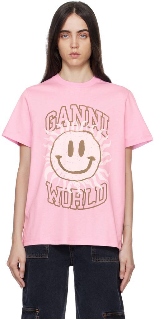 商品Ganni|Pink Smiley T-Shirt,价格¥505,第1张图片
