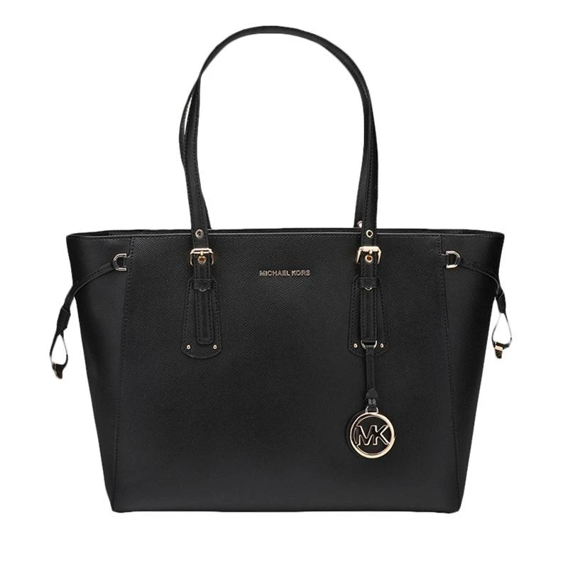 商品[国内直发] Michael Kors|迈克.科尔斯（MICHAEL KORS）女包 大购物袋牛皮手提纯色LOGO挂件托特包 黑色/30H7GV6T8L-BLACK,价格¥1508,第1张图片