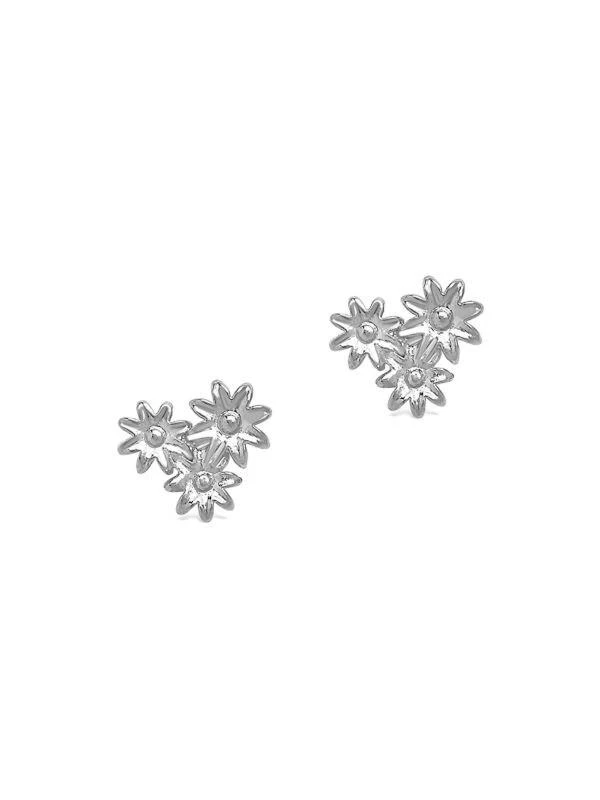 商品Sterling Forever|Silvertone Multi-Flower Stud Earrings,价格¥246,第2张图片详细描述