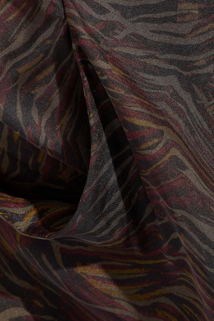 Valerya ruffled zebra-print silk crepe de chine midi dress商品第4张图片规格展示