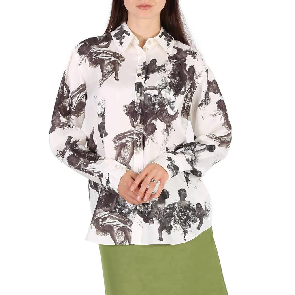商品Burberry|Ladies Black Renaissance Carlota Long Sleeve Silk Blouse,价格¥3432,第1张图片