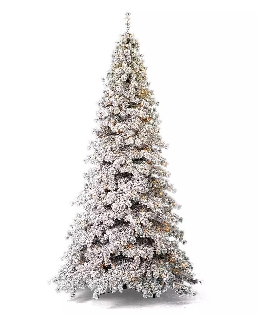 商品Seasonal|Flocked Winter Fir 10' Pre-Lit Flocked Hard Needle Tree with Metal Stand 1471 Tips, 450 Warm LED, Remote, EZ-Connect, Storage Bag,价格¥2177,第1张图片