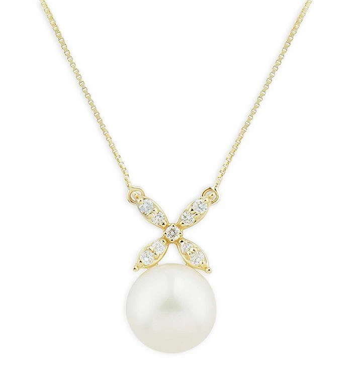 商品Bloomingdale's|Cultured Freshwater Pearl & Diamond Pendant Necklace in 14K Yellow Gold, 20" - Exclusive,价格¥2802,第1张图片