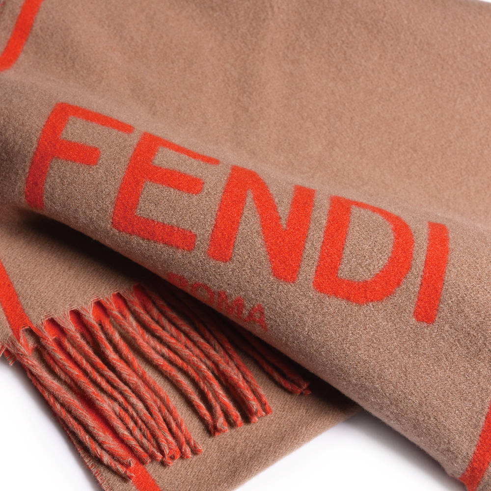 FENDI 女士拼色羊绒围巾 FXT322-AEOR-F1G9B商品第3张图片规格展示