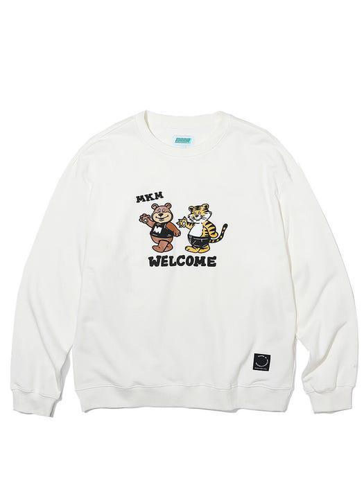 商品MARKM|Mascot Crewneck Sweatshirt Offwhite,价格¥628,第1张图片