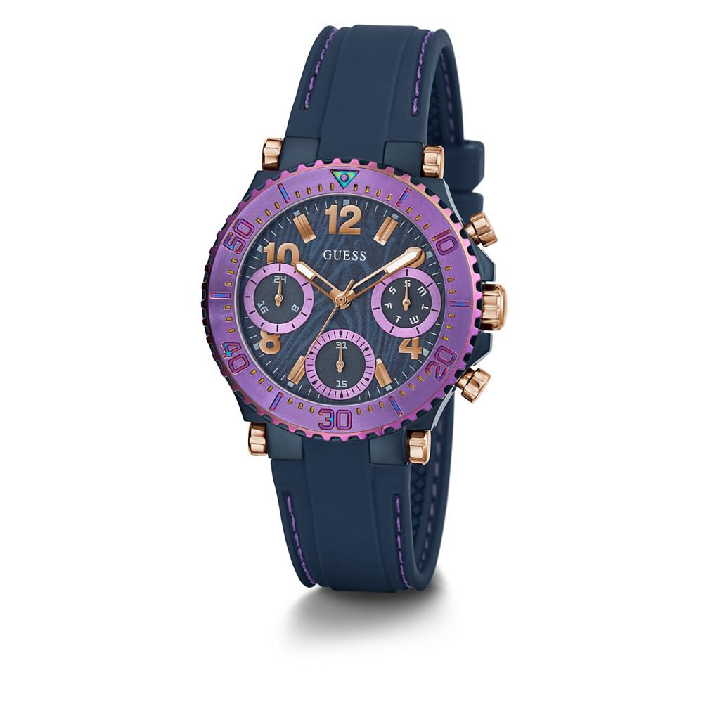 Women's Quartz Navy Blue Silicone Strap Multi-Function Watch 36mm商品第5张图片规格展示