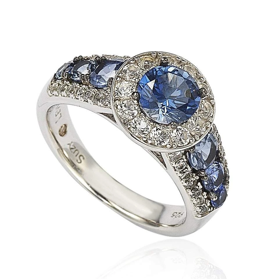 商品Suzy Levian|Sterling Silver 3.61ct TGW Sapphire and Diamond Bridal Engagement Ring,价格¥3326,第1张图片