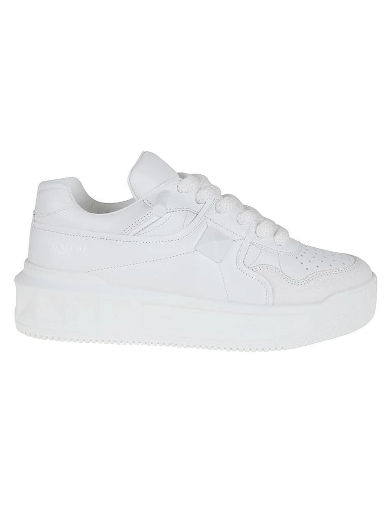 商品Valentino|White Low-Top One Stud Xl Nappa Leather Sneaker,价格¥6171,第1张图片