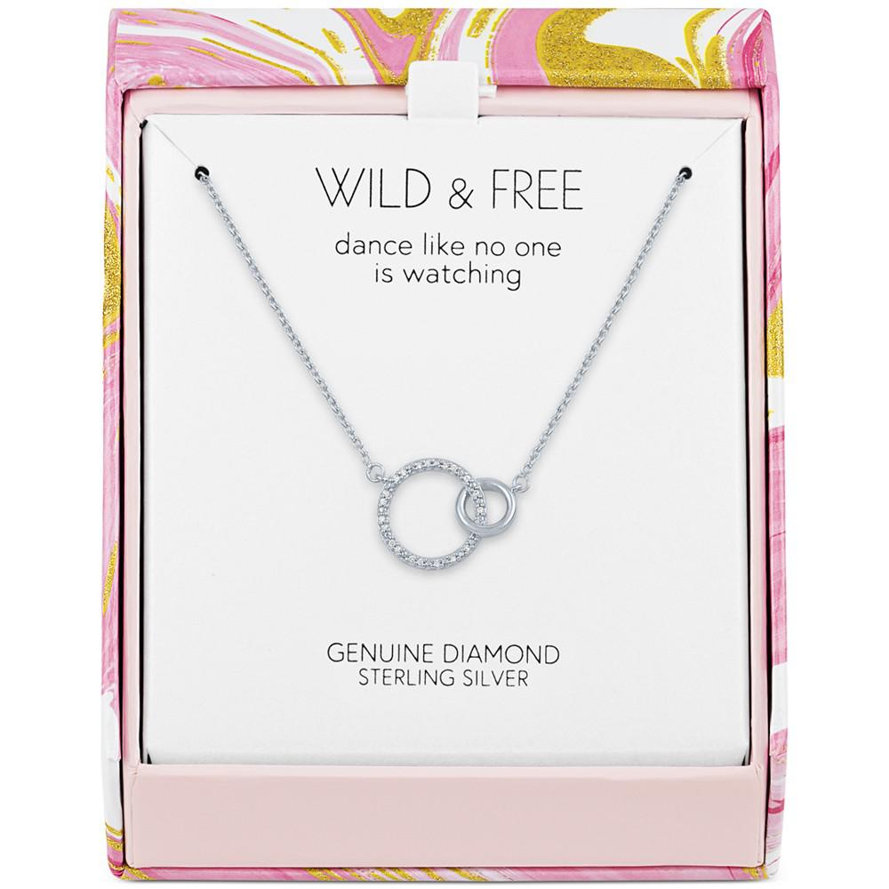 Diamond Accent Interlocked Circle 18" Pendant Necklace in Sterling Silver商品第2张图片规格展示