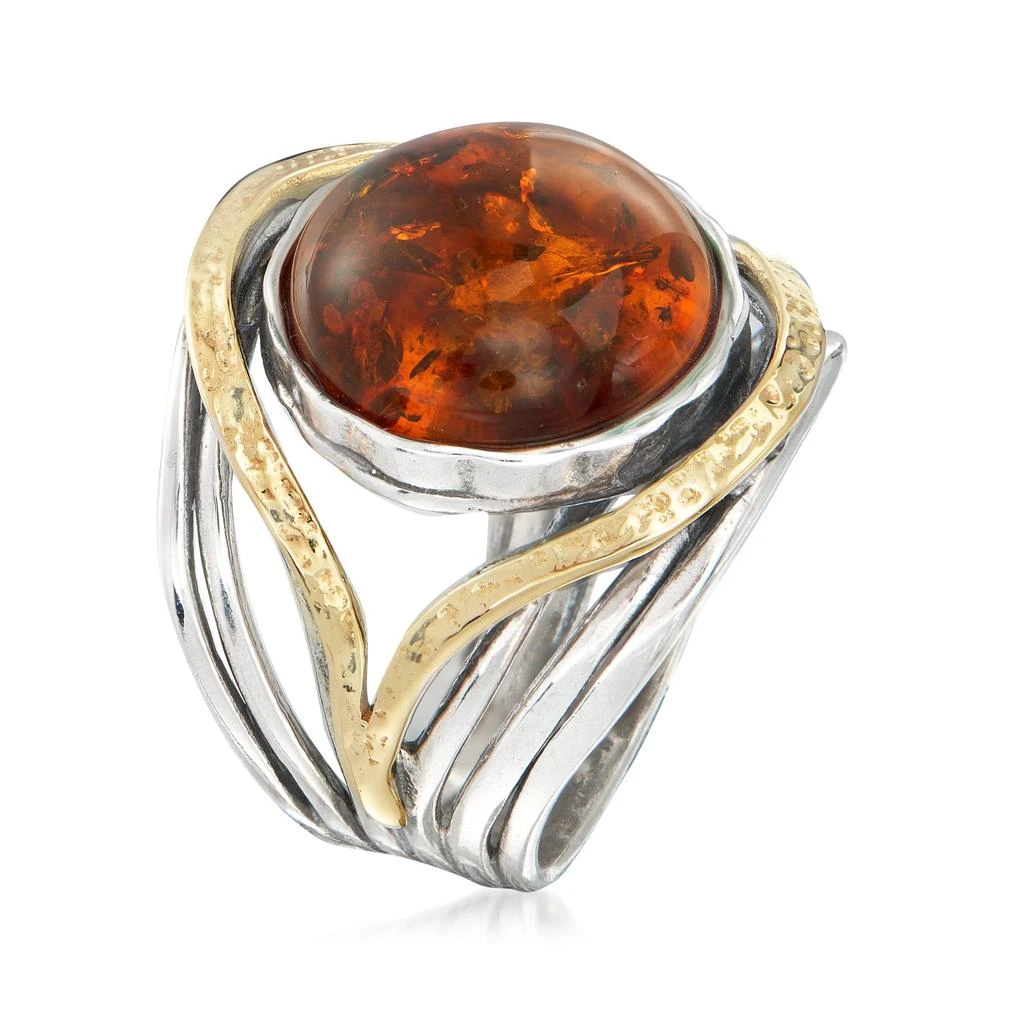 商品Ross-Simons|Amber Cabochon Ring in Sterling Silver With 14kt Yellow Gold,价格¥2001,第3张图片详细描述