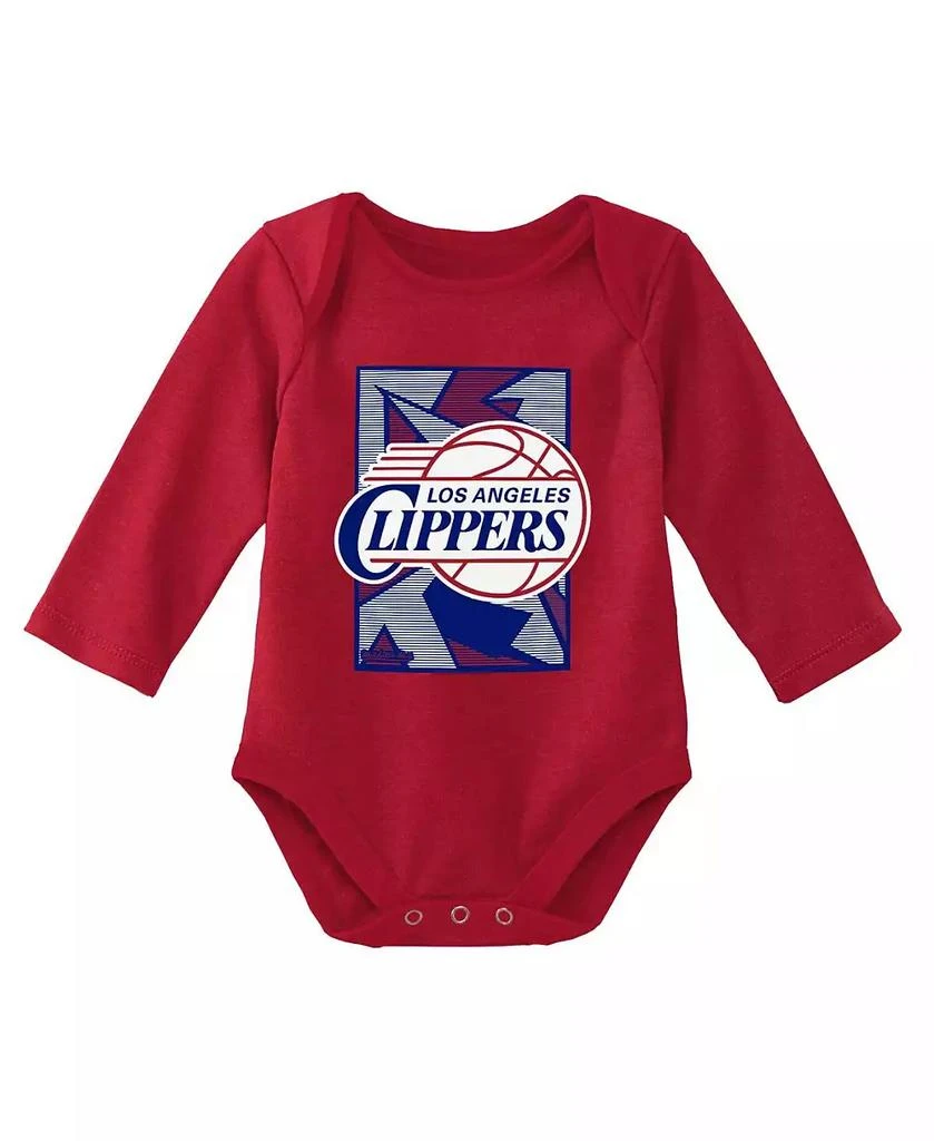 商品Mitchell & Ness|Infant Boys and Girls Royal, Red LA Clippers Hardwood Classics Bodysuits and Cuffed Knit Hat Set,价格¥299,第3张图片详细描述