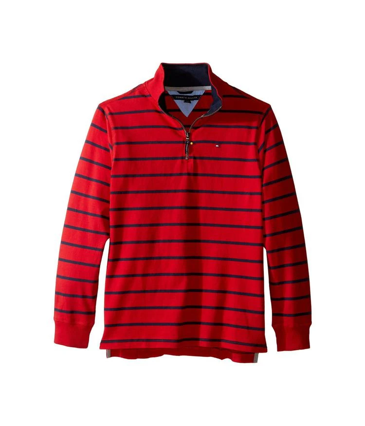 商品Tommy Hilfiger|Stripe 1/2 Zip Sueded Jersey Sweater (Big Kids),价格¥195,第1张图片