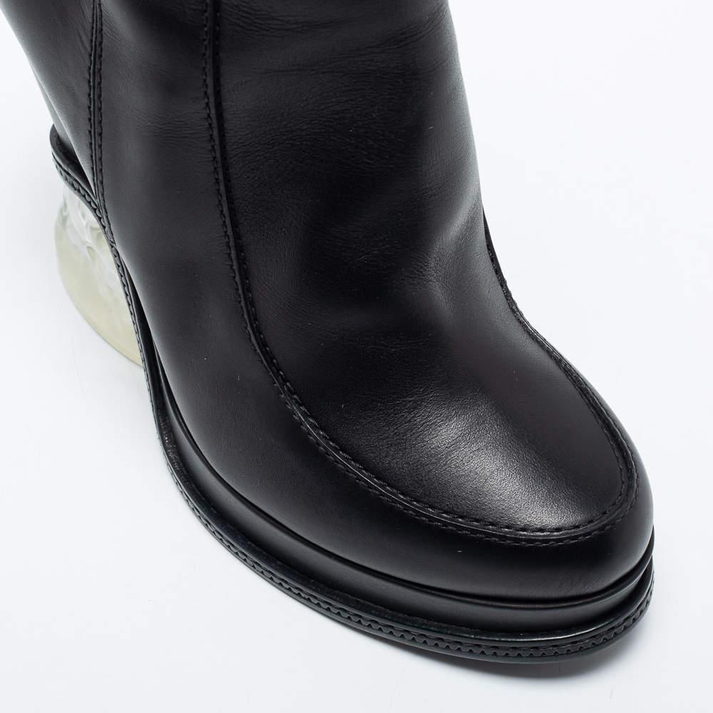 Fendi Black Leather Ice Heel Ankle Boots Size 40商品第7张图片规格展示