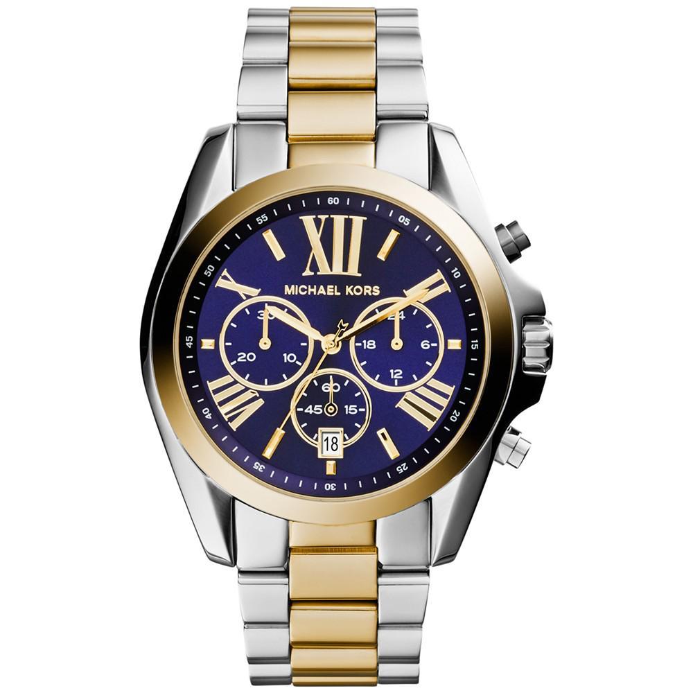 商品Michael Kors|Women’s Chronograph Bradshaw Two-Tone Stainless Steel Bracelet Watch 43mm MK5976,价格¥2043,第1张图片