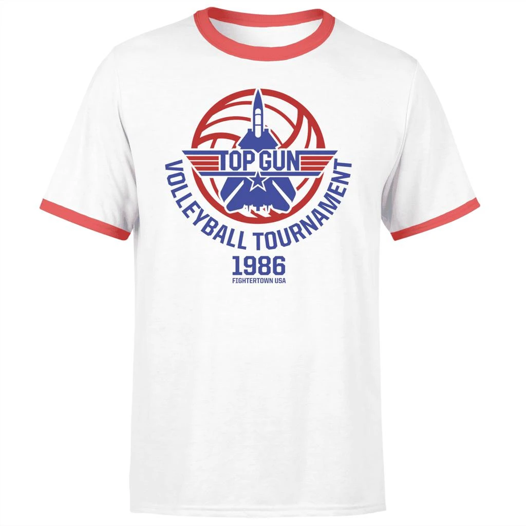 商品Top Gun Volleyball Tournament Unisex Ringer T-Shirt - White/Red,价格¥171,第1张图片