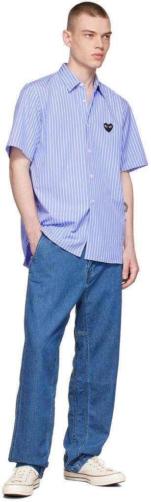 Blue Cotton Short Sleeve Shirt商品第4张图片规格展示