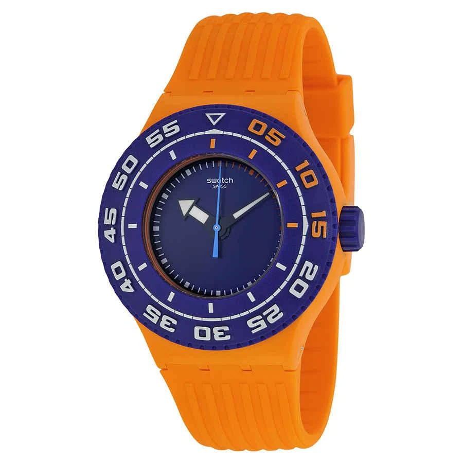 商品Swatch|Serfios Blue Dial Orange Silicone Men's Watch SUUO100,价格¥486,第1张图片