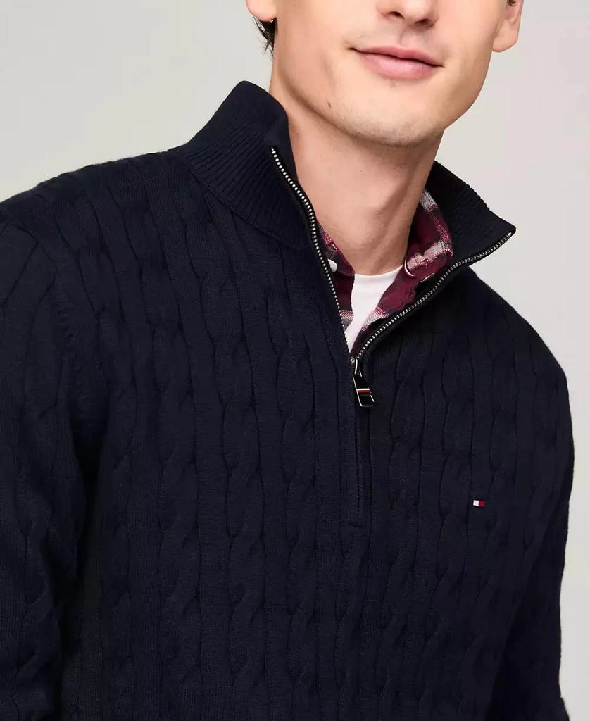 商品Tommy Hilfiger|Men's Long-Sleeve Cable Knit Quarter-Zip Sweater,价格¥422,第3张图片详细描述