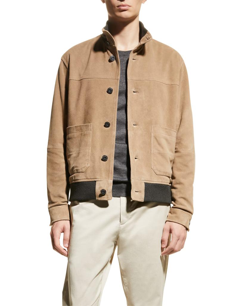 Men's Suede Button-Front Jacket商品第1张图片规格展示