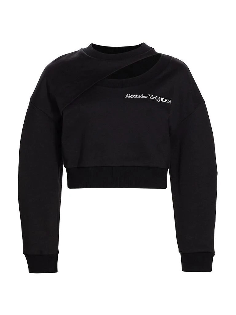 商品Alexander McQueen|Slashed Cotton Jersey Crop Sweatshirt,价格¥5168,第1张图片