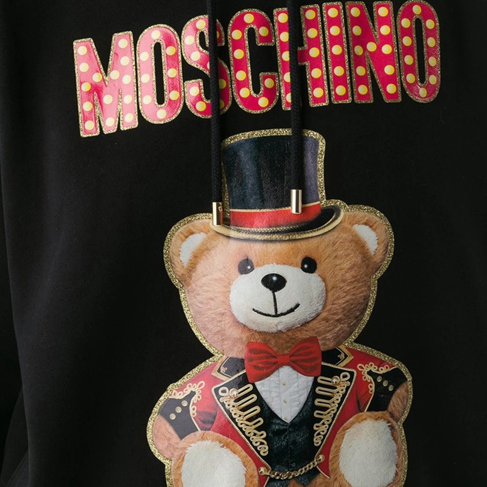 Moschino 莫斯奇诺 女士黑色小熊印花带帽卫衣 EV1704-0527-2555 商品