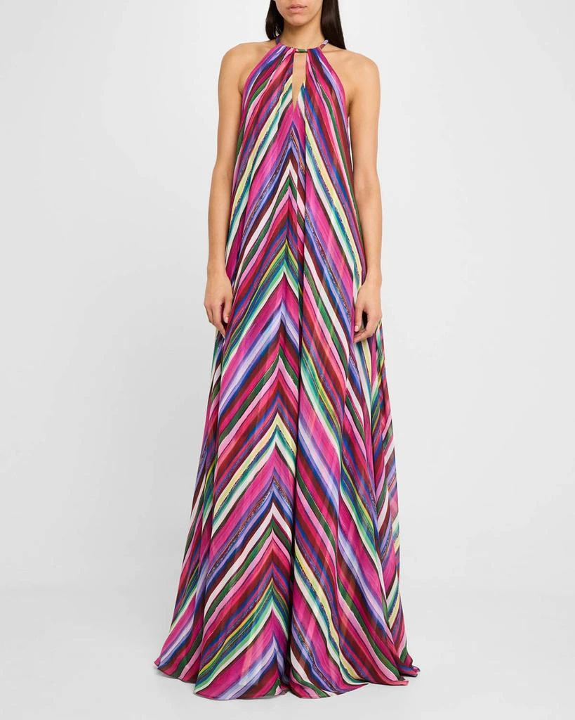 商品Badgley Mischka|Striped Georgette Trapeze Gown,价格¥5182,第3张图片详细描述