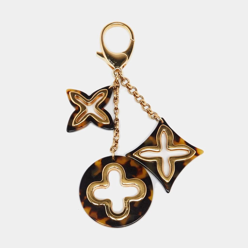 商品[二手商品] Louis Vuitton|Louis Vuitton Tortoise Shell Resin Gold Tone Openwork Monogram Bag Charm,价格¥2145,第2张图片详细描述