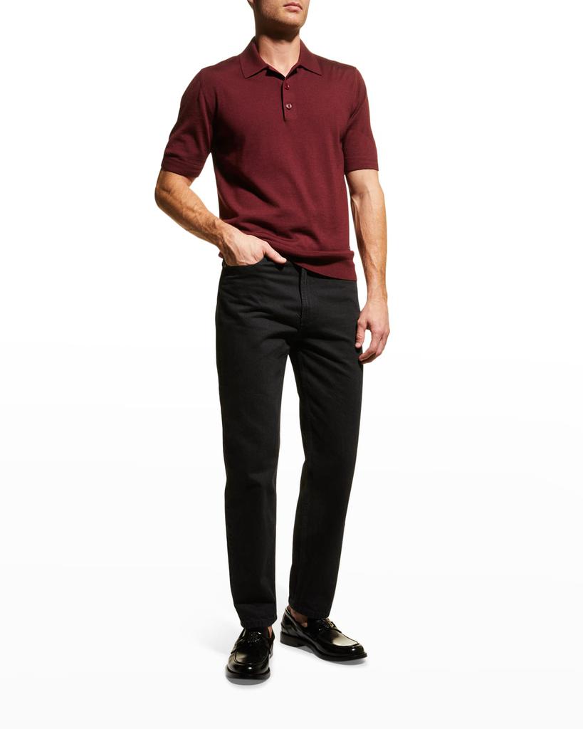 Men's Kenny Wool-Silk Knit Polo Shirt商品第1张图片规格展示